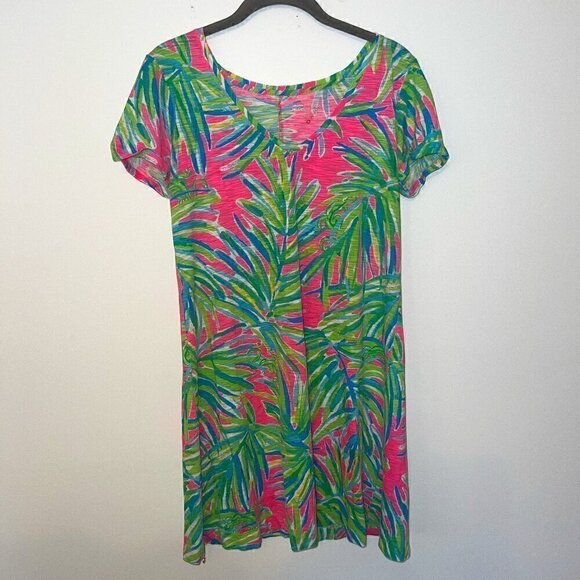 Lilly Pulitzer Dresses & Skirts - Lilly Pulitzer Jessica Dress Short Sleeve Royal Lime Tiki Pink Cotton Size S
